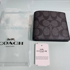 [未使用品] COACH/コーチ メンズ ２つ折財布 F75006 黒