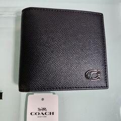 [未使用品] COACH/コーチ メンズ ２つ折財布 cj883 黒