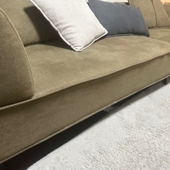 関家具｜SEKI FURNITURE 左カウチソファ コモル（カーキ/2人掛け右肘ソファ＋左肘カウチ/約幅226×奥行84~150×高さ62×座面高さ38cm）の画像