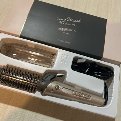 テスコム マイナスイオン 2WAYブラシ ヘアーアイロン ゴールド TPH2820-N 海外OK 26mm シリコンブラシ