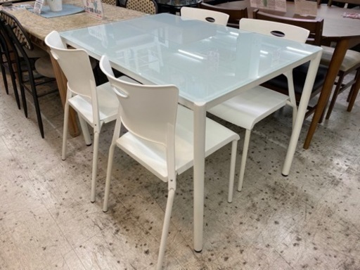 【愛品館 江戸川店 ダイニングセット】ガラストップ ダイニングテーブル5点セット ID:152-009138-007