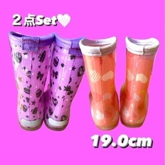 【SALE】 長靴 ２点セット　おしゃれ　レインブーツ　パープル　ピンクの画像