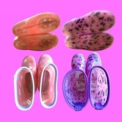 【SALE】 長靴 ２点セット　おしゃれ　レインブーツ　パープル　ピンクの画像