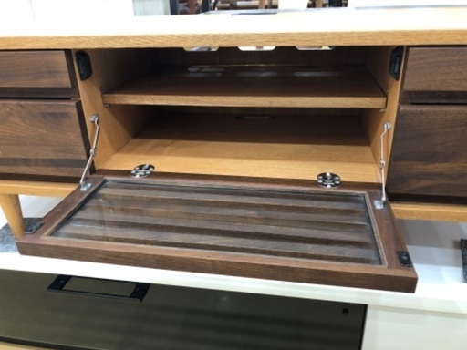 【軽トラック貸出サービス有】テレビボード　久和屋　一枚扉　引き出し付き　スイートブラウン×ナチュラル