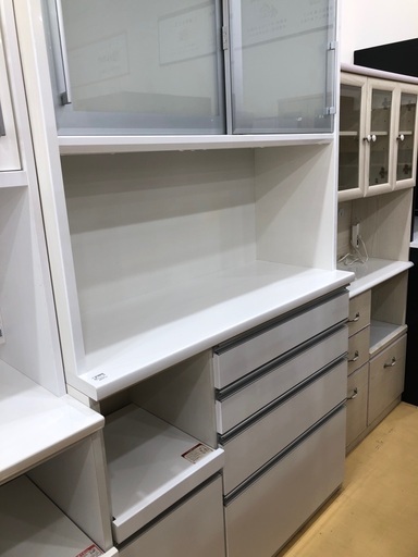 【軽トラック貸出サービス有】2枚扉レンジボード　松田家具　キズ・ヨゴレ・黄ばみ有　ホワイト