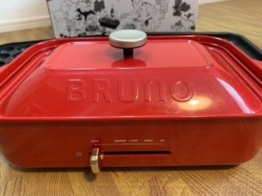 BRUNOホットプレート(赤)箱付き(たこ焼き器あり)