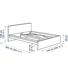 【早い物勝ち！】 IKEA クイーンベッドフレーム  MALM マルム 　ブラウン/ロンセット  分解済み