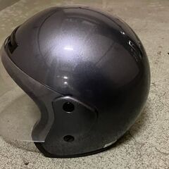 中古ヘルメット　　ジェット　ヘルメット　ガンメタ系　サイズフリー　クリアシールドの画像