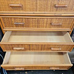 リサイクルショップどりーむ荒田店 No11558　ラタンチェスト　籐　5段収納　現状品販売の画像