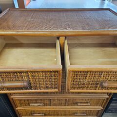 リサイクルショップどりーむ荒田店 No11558　ラタンチェスト　籐　5段収納　現状品販売の画像