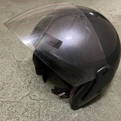 中古ヘルメット　　ジェット　ヘルメット　ガンメタ系　サイズフリー　クリアシールドの画像
