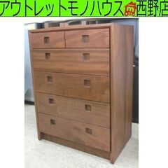 橋詰家具 HASHIZUME Shinra茶 640-5段チェスト 幅642 × 奥行395 × 高さ855 日本製 楠（くすのき） 木製 タンス 札幌 西野店