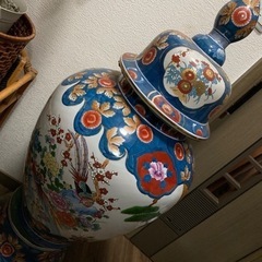 美術工芸　飾壺　花鳥　古許窯菊水作