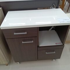 ★ジモティ割あり★ NITORI レンジ台 ホワイト×ダークブラウン W80×D42×H85.5 クリーニング済み TC2589