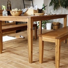 一点のみ,早い者勝ち/高級ブランド,DRAW（ドロウ） 木目調ダイニングテーブル 3点セット,の画像