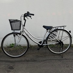 自転車 Emii ママチャリ シルバーカラー 26インチ 変速6段