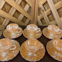 【愛品館 江戸川店】アンカーホーキング ファイヤーキング ピーチラスタ シェル デミタスカップ&ソーサー6客セットID:102-027242-007の画像