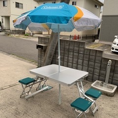 コールマンテーブルセットとパラソル(再募集)