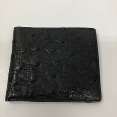 K2404-704 オーストリッチ 2つ折り財布 ブラック キズ...