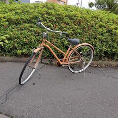リサイクルショップどりーむ天保山店　No1136　自転車　ベージュ　ライト付　サビあまり無