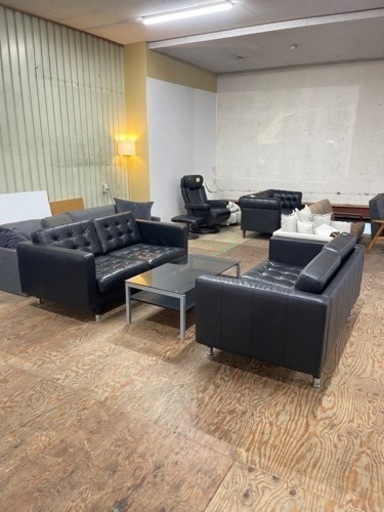 激安‼️配送無料‼️オフィス用　IKEAソファ　3点セット