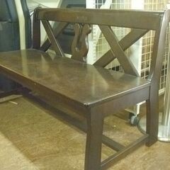 中古品 カリモク RUSTIC シリーズ 二人用木製ベンチ 