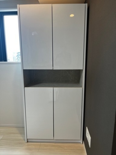 [美品][引取限定～4/29] LOWYA ロウヤ 幅80 リビングボード 収納棚 キッチンカウンター キャビネット