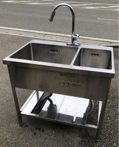 ⭐︎中古品　2槽シンク　　900×600×800mm  厨房用品⭐︎