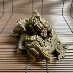 『獅子』唐金　時代　置物　喧嘩獅子