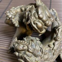 『獅子』唐金　時代　置物　喧嘩獅子の画像
