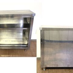 業務用 ステンレス 調理台 W80 D36 H78cm 800 隙間 引違い 扉付 作業台　キャビネットの画像