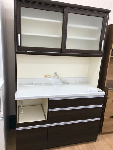 ★ジモティ割あり★ パモウナ 食器棚 茶 H194×W120×D50 クリーニング済み KJ4978