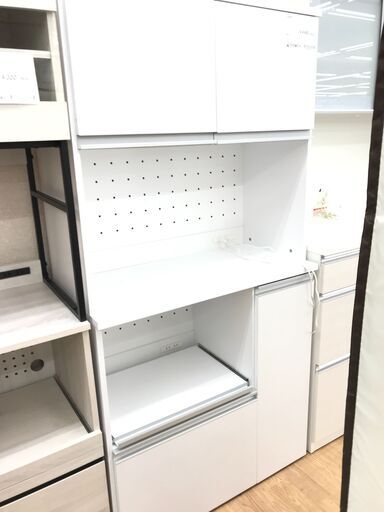 ★ジモティ割あり★  食器棚 白 H180×W90×D46 クリーニング済み KJ4980