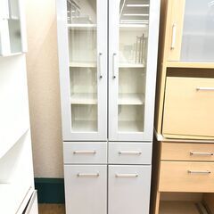 ★ジモティ割あり★  食器棚 グレー H180×W58×D41 クリーニング済み KJ4982の画像