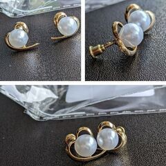 ゴールドハートパールピアス（新品）の画像