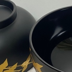 美品　漆器 金鶴 汁椀 吸物椀 煮物椀 多用椀 2客セットの画像