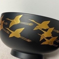美品　漆器 金鶴 汁椀 吸物椀 煮物椀 多用椀 2客セットの画像