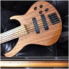 美品 5弦 フレットレス ベース BASS 木目 アクティブ 音出確認済