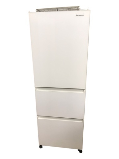 【直接引取歓迎】2021年製 パナソニック 冷蔵庫 スリム 冷凍庫 335L 3ドア 右開き ガラスドア スノーホワイト NR-C342GC-W（埼玉県川越市）