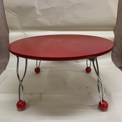 テーブル　丸テーブル　折りたたみ式　天板汚れあり　脚塗装剥がれあ...