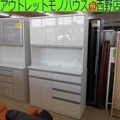 レンジボード 大型 ニトリ ホワイト エナメル 幅120cm 白の木目調 大容量 鏡面 札幌 西野店 レンジボード 大型 ニトリ ホワイト エナメル 幅120cm 白の木目