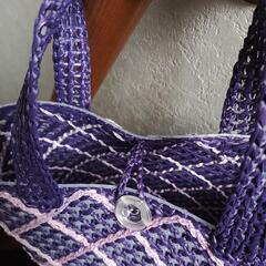 ネットに編みつけたバッグ⑤の画像