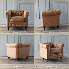 状態良❗️一人掛けソファ　シングルソファ　ブラウン　アンティーク調　レトロ　家具 家具 生活家具 アンティーク調1人掛けソファー ブラウン