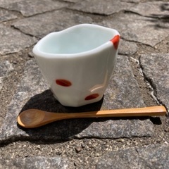 調味料　ドレッシング入れ　ミルクピッチャー　からし　和モダン　陶器　ドット　水玉の画像