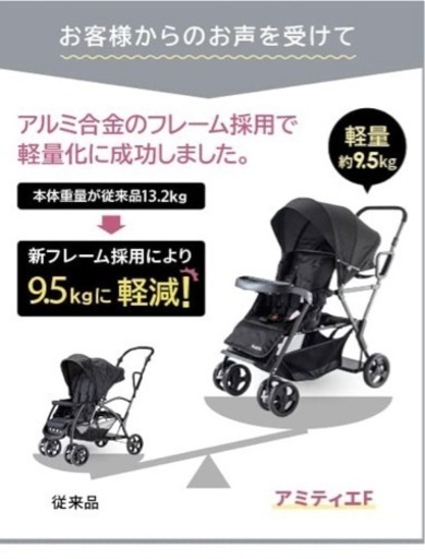 未使用　二人乗りベビーカー　グレー　ネビオ　