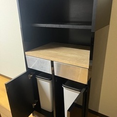 分別ゴミ箱が隠せる棚(ゴミ箱&コマ付き)の画像