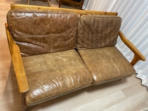 【大特価】家具 ソファ 3人掛けソファ　レザー　ブラウン