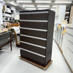 【美品‼️】新城家具販売 80cm幅6段ハイチェスト タンス 衣類収納家具 木目調ダークブラウン♪