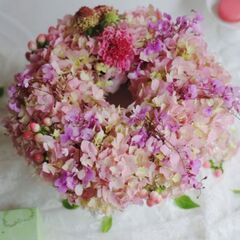 季節の生花レッスン【紫陽花リース＆紫陽花花守り】
