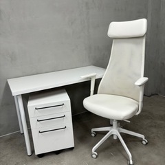 おしゃれ！ オールホワイト デスクサイドワゴン IKEA 机 チェア 